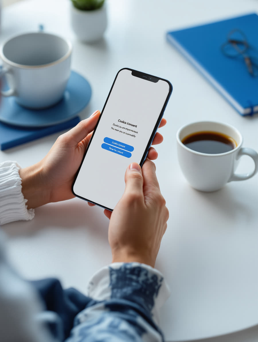 Návštevníčka webu na mobile potvrdzuje cookie lištu